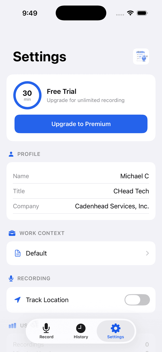 FieldScribe Settings — Configure preferences